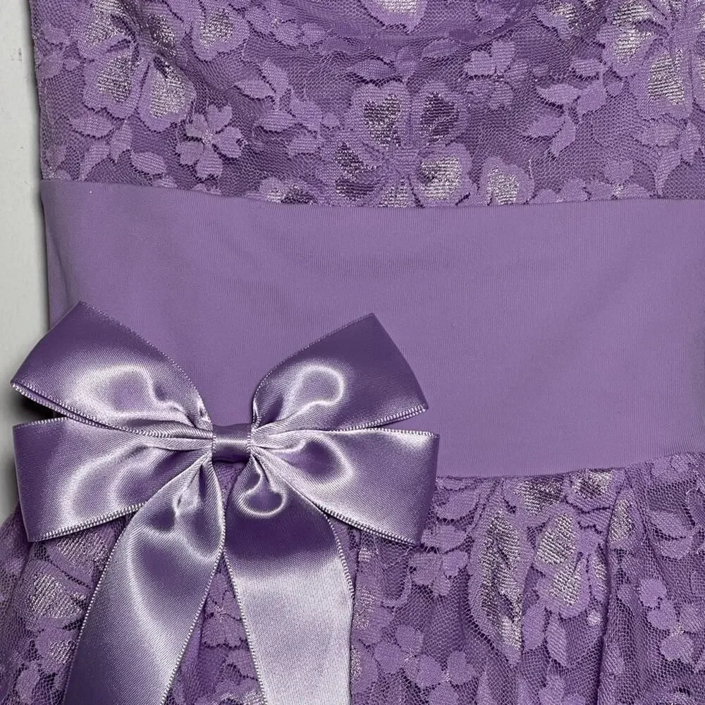 Theatricals Child Lavender Lace Off-Shoulder Dance Leotard Costume Dress CXS NWT